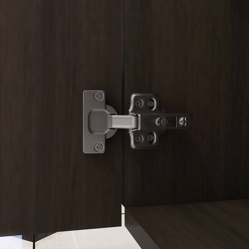 59.6'' Freestanding Bathroom Vanity with Black Integrated Solid Surface Sink in Smoked Oak - 59.49'' x 19.11'' x 36.45''