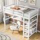 preview thumbnail 44 of 82, Space-Saving Loft Bed with Storage Shelves and Desk, Solid Wood Loft Bed Frame with Ladder and Guardrail for Kids Teens Adults