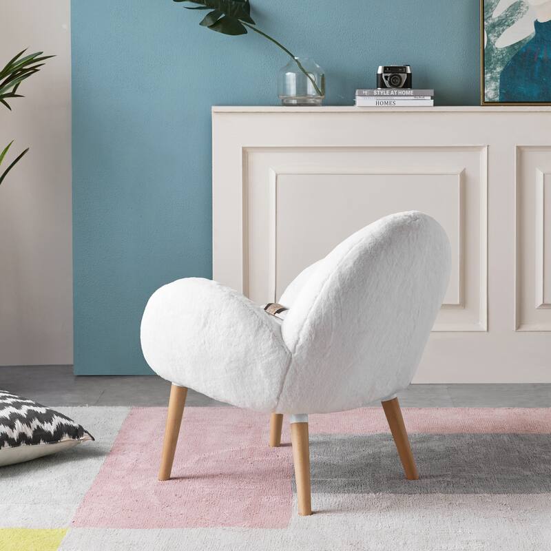 Pure Solid Wood Beech Frame Imitation Lamb Sofa Chair