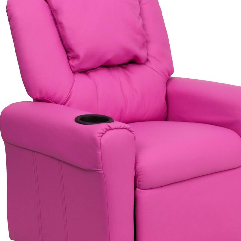 Contemporary Kids Recliner with Cup Holder and Headrest - 24"W x 21.5" - 36.5"D x 27"H