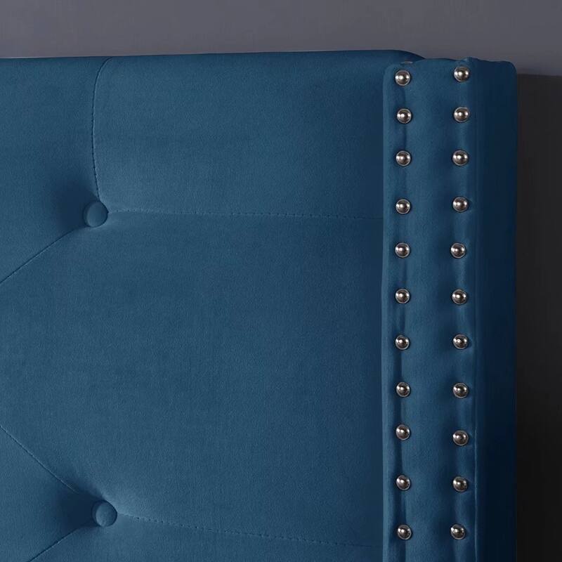 King-sized Velvet Platform Bed Frame
