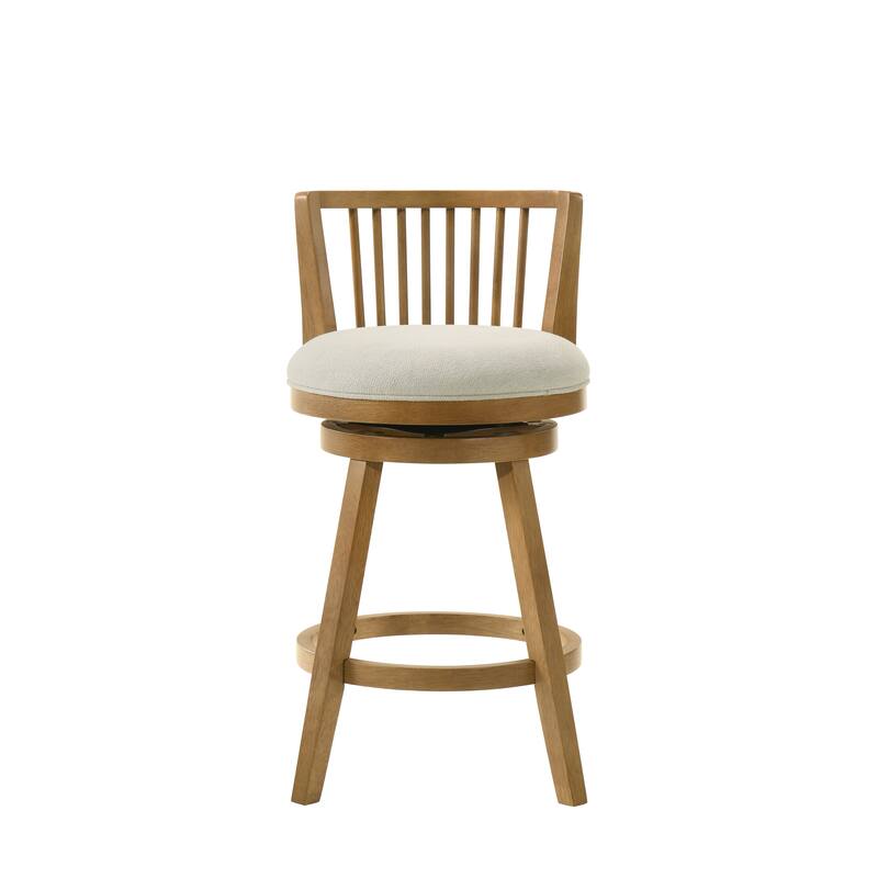 Harper Modern Swivel Bar Stool, Upholstered Counter Height Chair with Solid Wood Frame