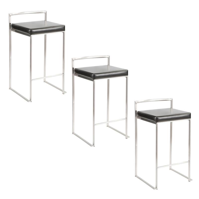 Silver Orchid Forrest Stainless Steel Stackable Fully Welded Counter Stool (Set of 3)