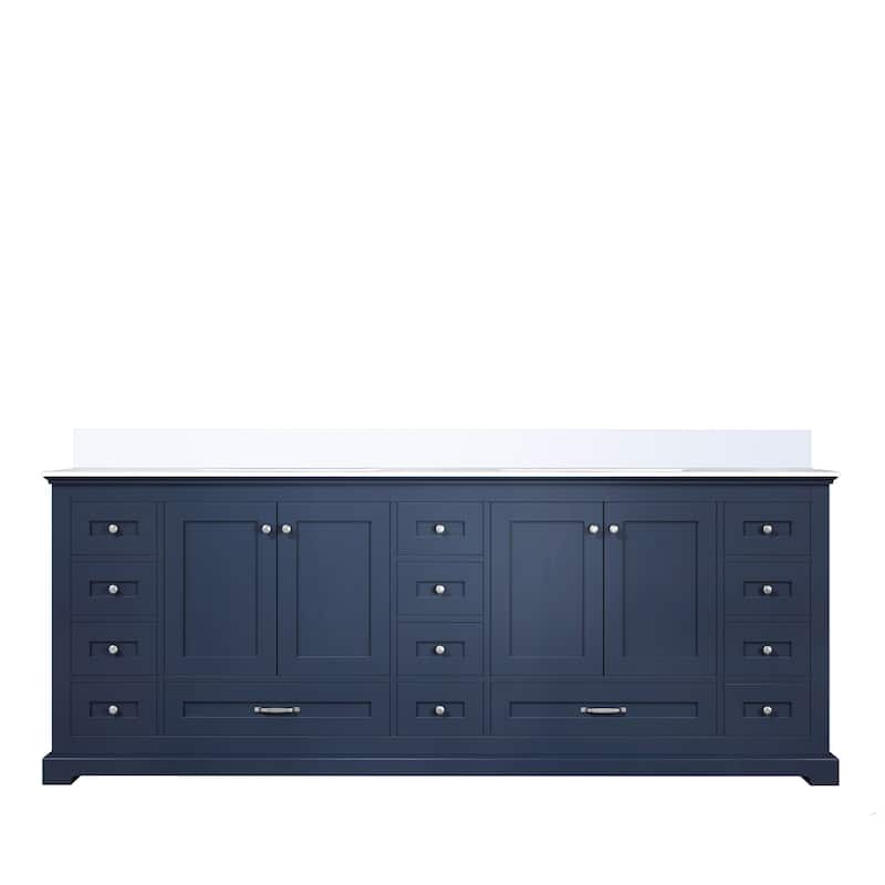 Dukes 84 in. W x 22 in. D Navy Blue Double Bath Vanity and White Quartz Top