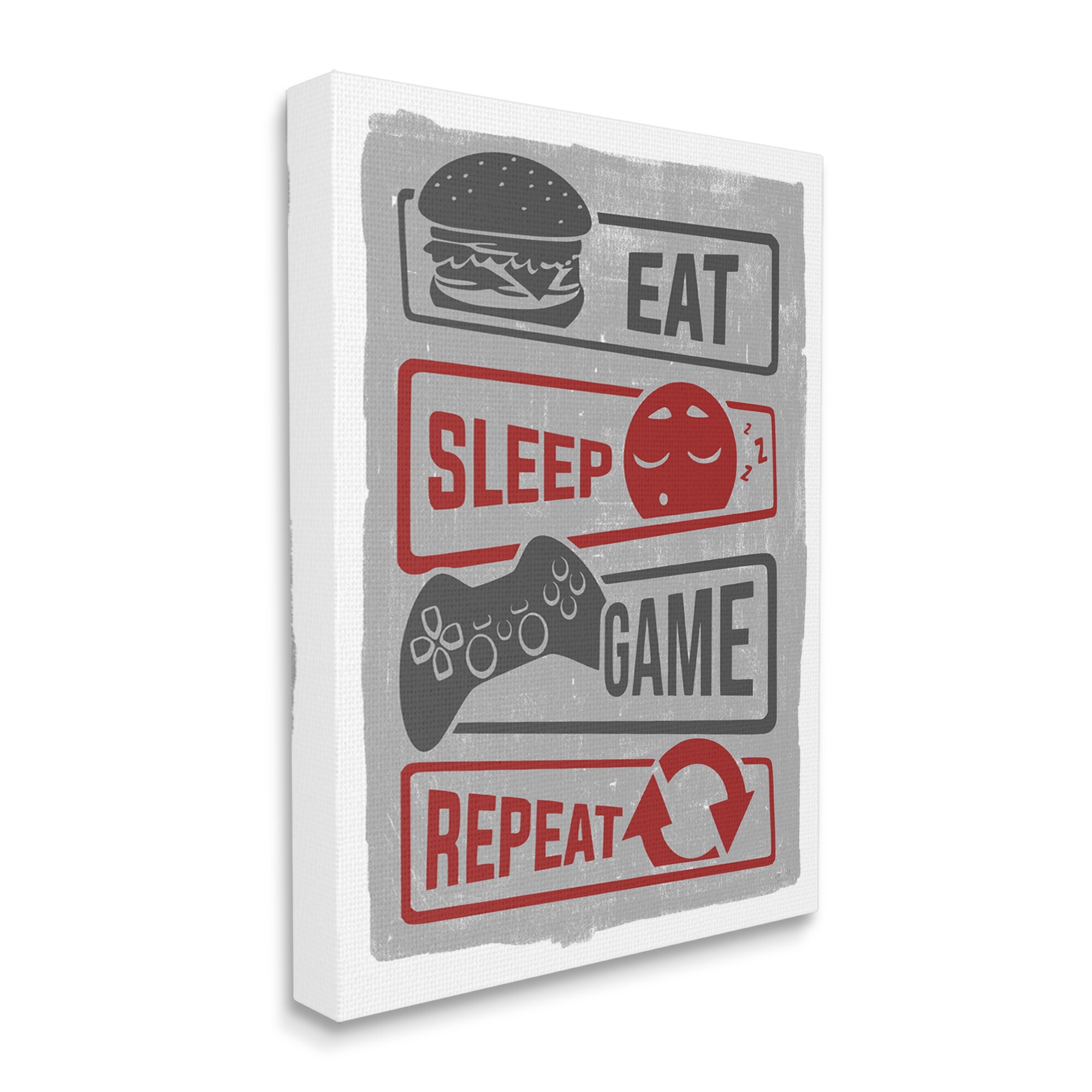 Stupell Eat Sleep Game Repeat Quote Saying Vintage Sign Canvas Wall Art-image
