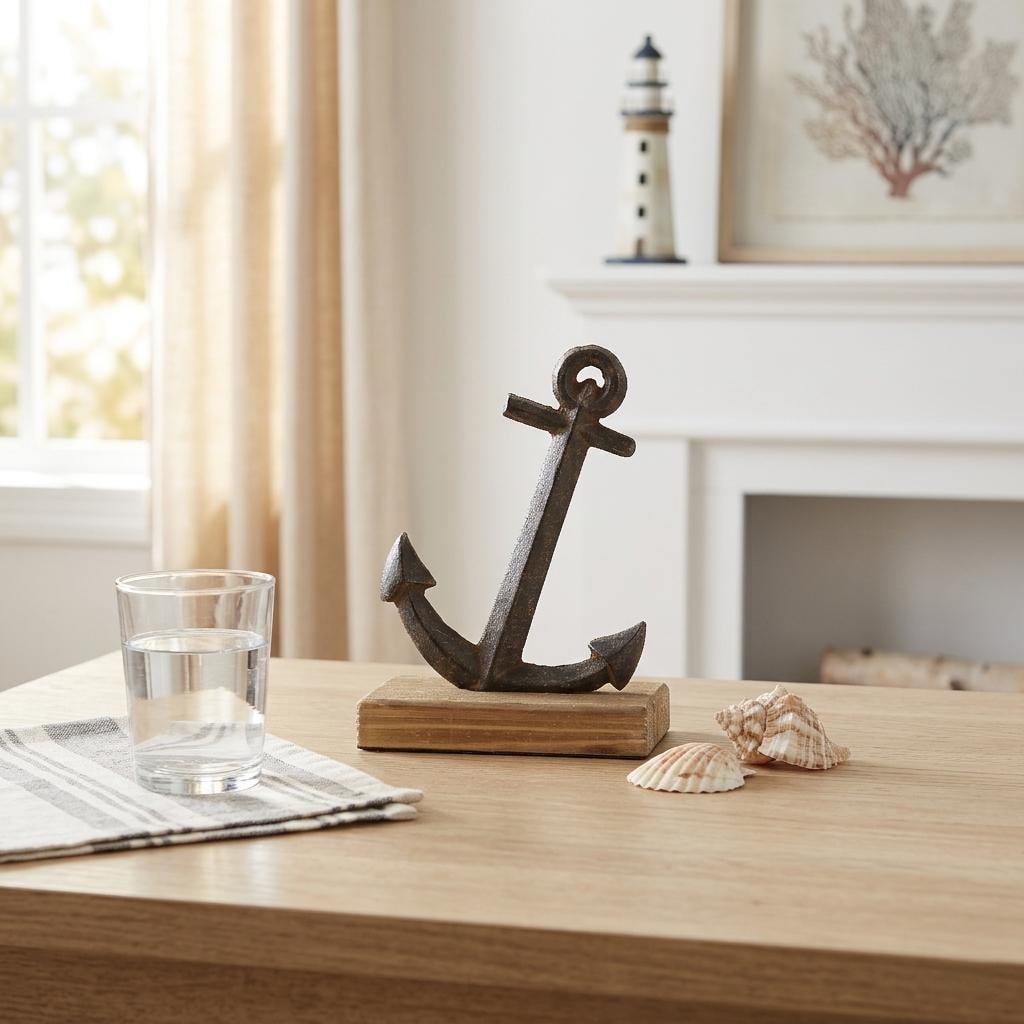 Ripplesong Tabletop Sculpture, 7" Cast Iron Anchor