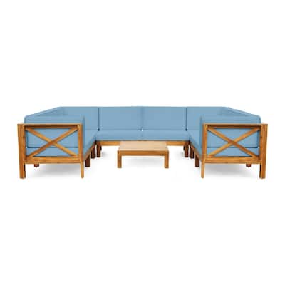 Brava Acacia Wood Outdoor Sectional Sofa by Christopher Knight Home