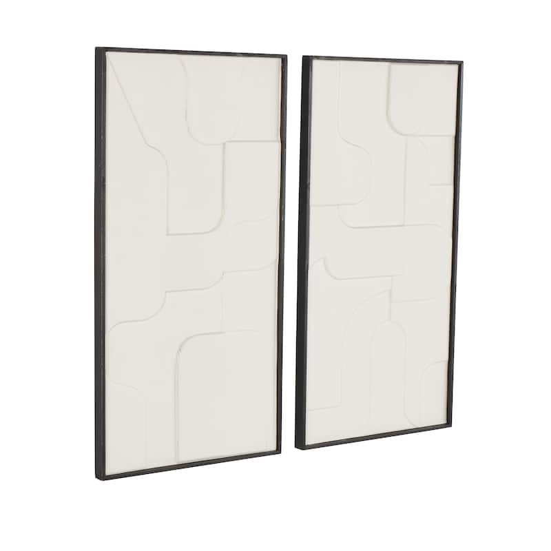 Wood Geometric Home Wall Decor with Black Frame - Set of 2 White - Roche River Decor