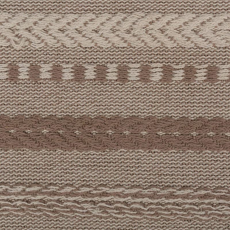 Braided Stripe Fringed Woven Cotton Table Runner - 72" - Brown and Tan