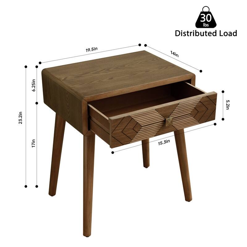 Modern Nightstand with Drawer - Brown - 1-drawer