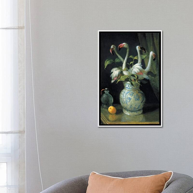 iCanvas "Flamingo Flowers" by Michael Sowa Framed Canvas Print