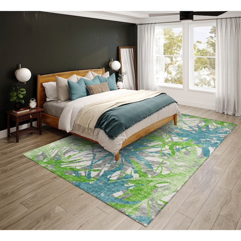 Indoor/ Outdoor Addison Bravado Abstract Starburst Washable Area Rug - 10' x 14' - Green