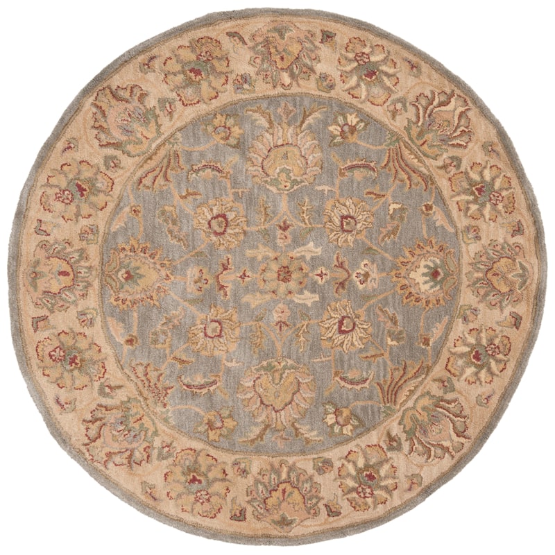 SAFAVIEH Handmade Heritage Kimono Traditional Oriental Wool Rug - 3'6" Round - Blue/Beige
