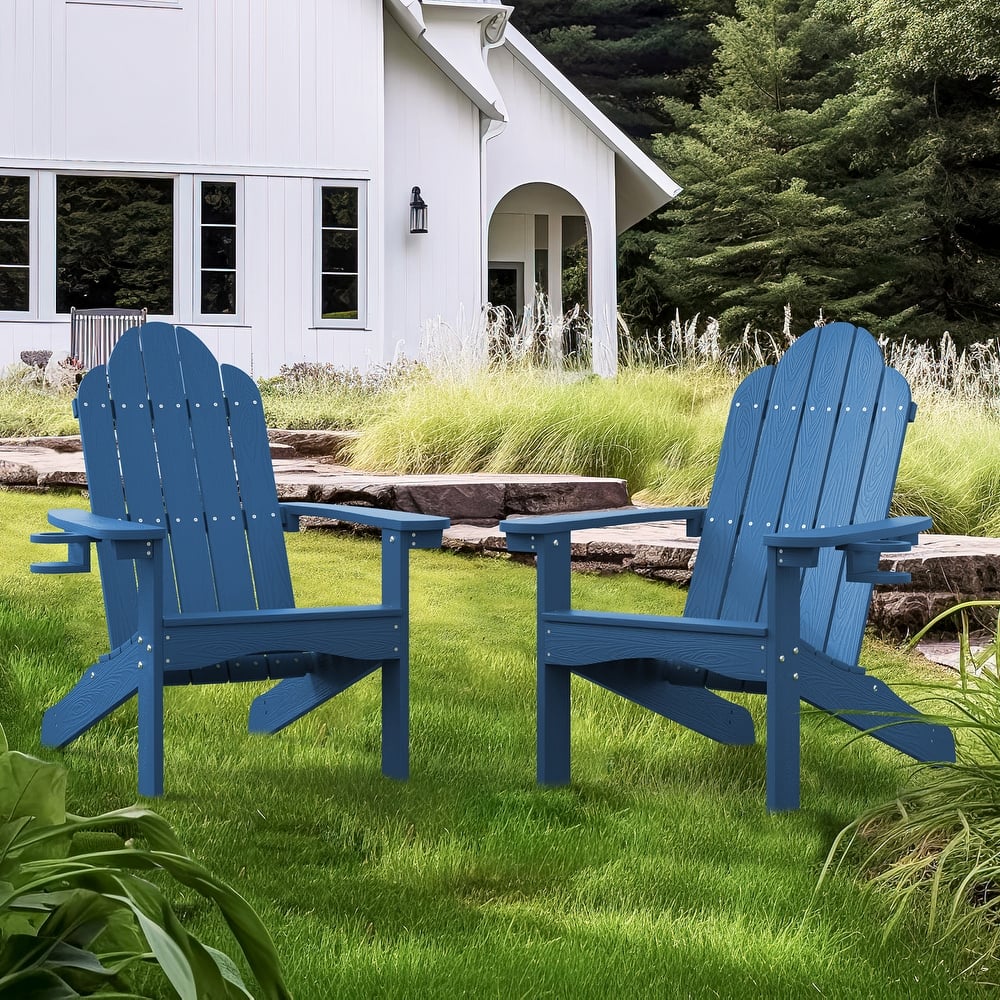 Plastic Poly Weather Resistant Outdoor Patio Adirondack Chair 2-Pack - 35"D x 30"W x 36.2"H