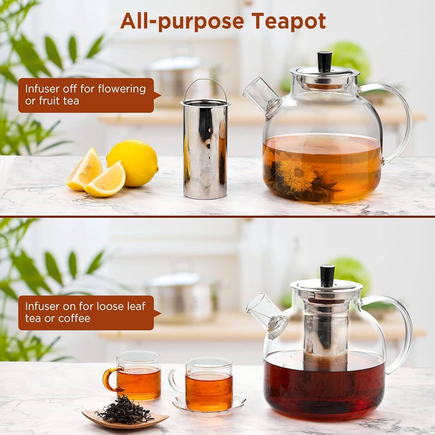 1500ml(52oz) Glass Teapot with Removable Infuser On Sale Bed Bath