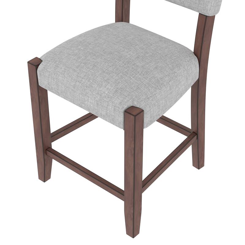 Modern Bar Stools Set of 4, 40.4" Armless Counter Stools with Back, Linen Upholstered Barstools with Solid Wood Legs