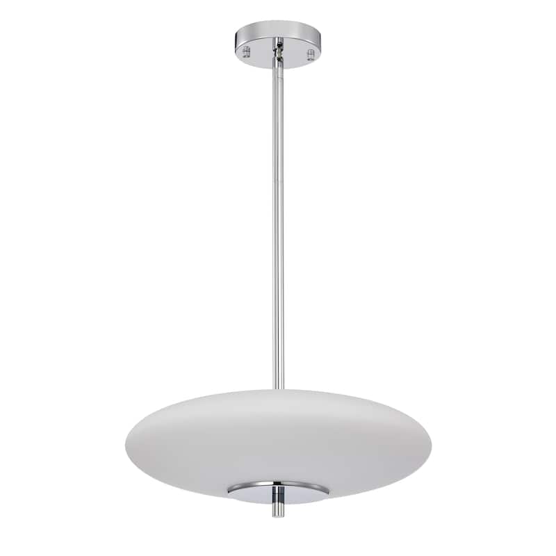 Caio Chrome Pendant Light with Oval Disk Frosted Glass Shade