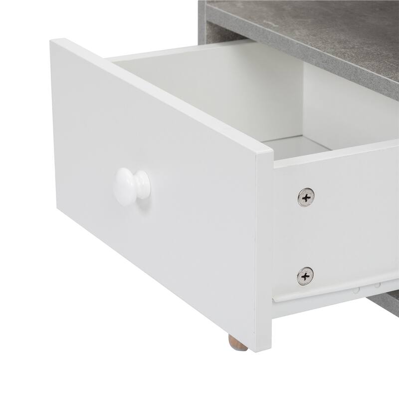 Wood Nightstand Set of 2, Bed Sofa Side Table with Drawer and Shelf