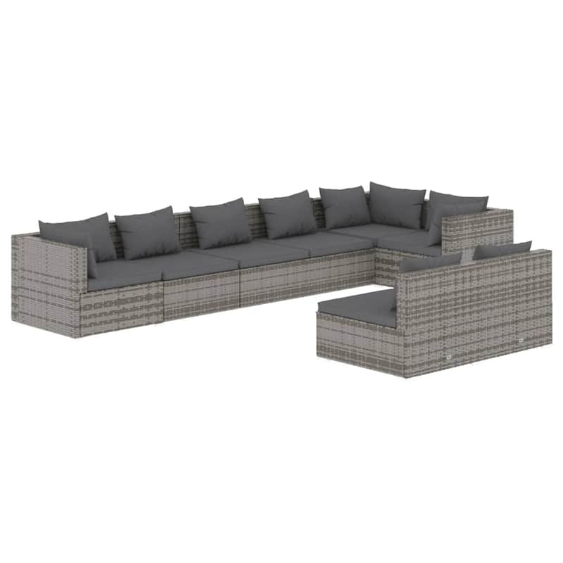 vidaXL Patio Lounge Set Outdoor Sectional Sofa Set Table Garden Poly Rattan - 27.6" x 27.6" x 23.8"