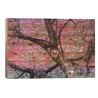 Under the Almond Blossom Tree Print On Wood by 5by5collective - Multi-Color