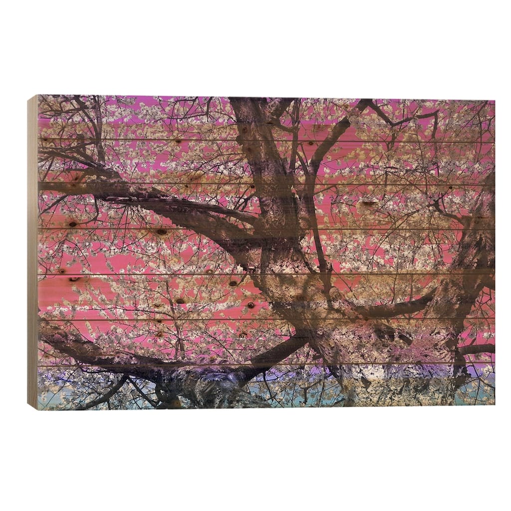 Under the Almond Blossom Tree Print On Wood by 5by5collective - Multi-Color