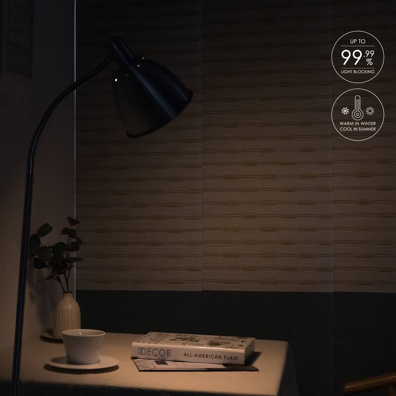 GoDear Design 99.99% Blackout & Sheer Natural Woven Adjustable Sliding Panel Track Blinds, Vertical Blinds, 45.8"- 86" W x 96" L