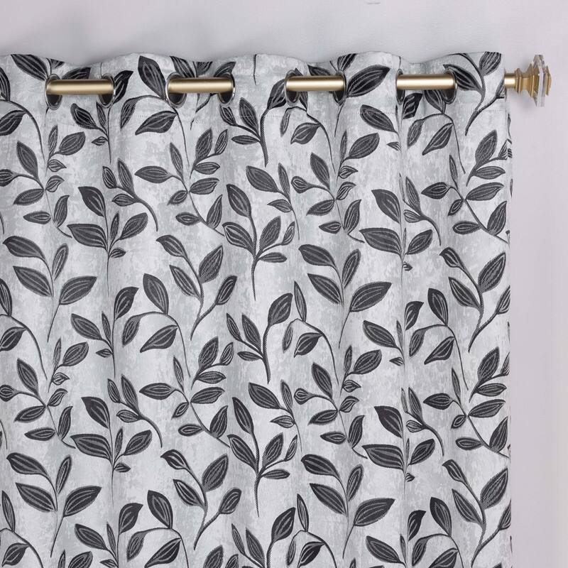 Superior Leaves Machine Washable Room Darkening Grommet With Ties Blackout Curtains, Set of 2
