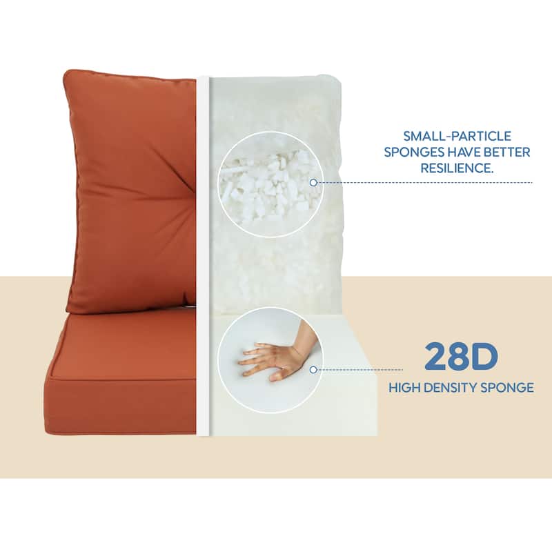 Outdoor Deep Seat Cushions,Waterproof Replacement Patio Chair Cushions Set Of 2, 24 X 24 X 4 Inch,Sewn Circle Tack Red