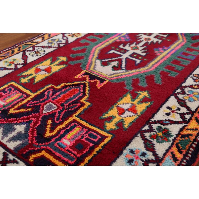 Geometric Anatolian Turkish Vintage Runner Rug Handmade Silk Carpet - 2'11"x 13'3"