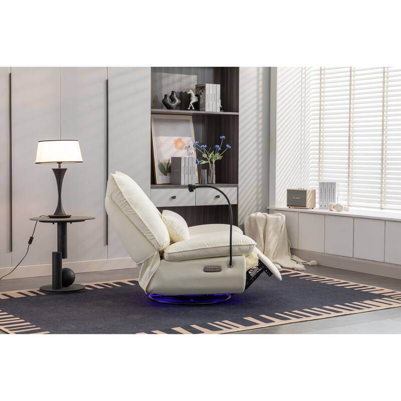 270° Swivel Glider Recliner Chair, Power Recliner with USB Port, Atmosphere Lamp