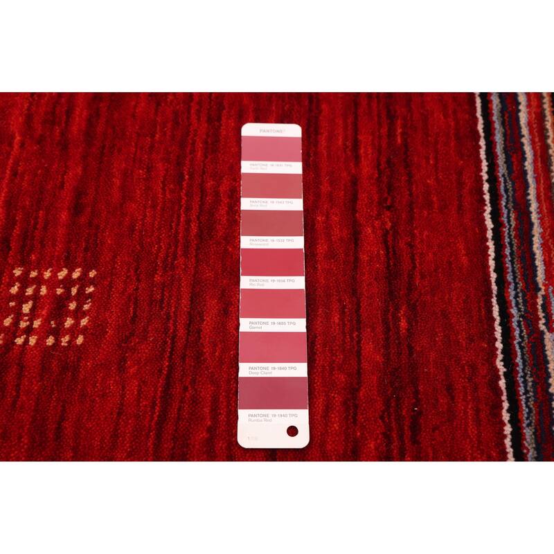 ECARPETGALLERY Hand Loomed Kashkuli Gabbeh Red Wool Rug - 6'4 x 9'7