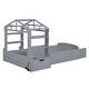 preview thumbnail 6 of 11, Gray Twin Solid Wood House Bed with Bench & Shelves