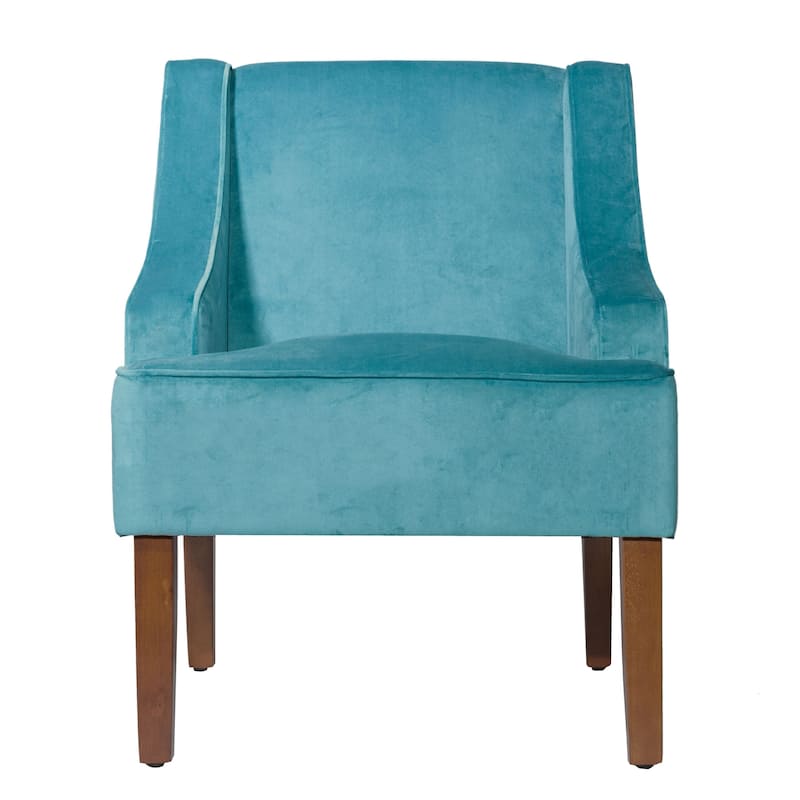 Porch & Den Lyric Turquoise Velvet Swoop Arm Accent Chai r