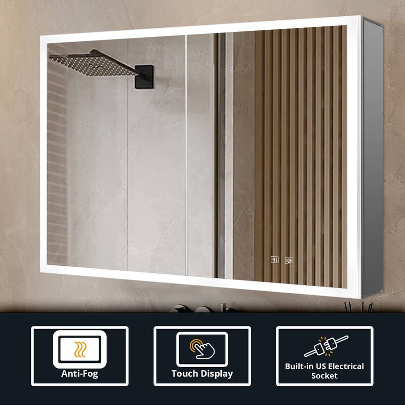 Mesa Surface-Mount LED Mirror Medicine Cabinet with Defogger