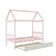 preview thumbnail 9 of 10, Pink Twin Size Solid Wood House Bed Frame with Trundle