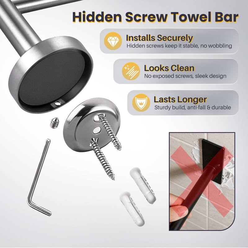 WOWOW Wall Mounted Stainless Steel Double Towel Bar