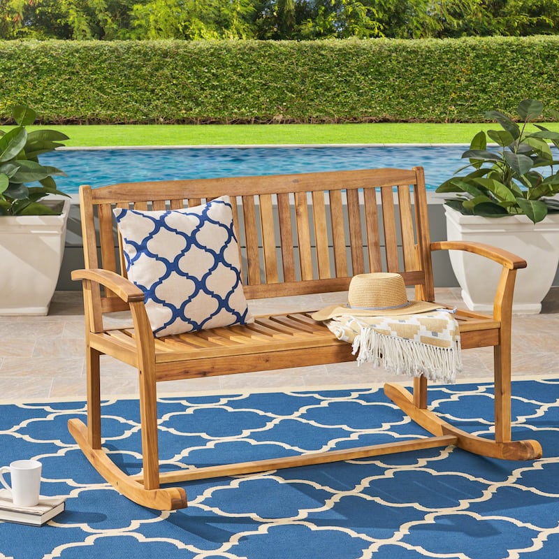 Regatta Acacia Wood Patio Glider by Christopher Knight Home