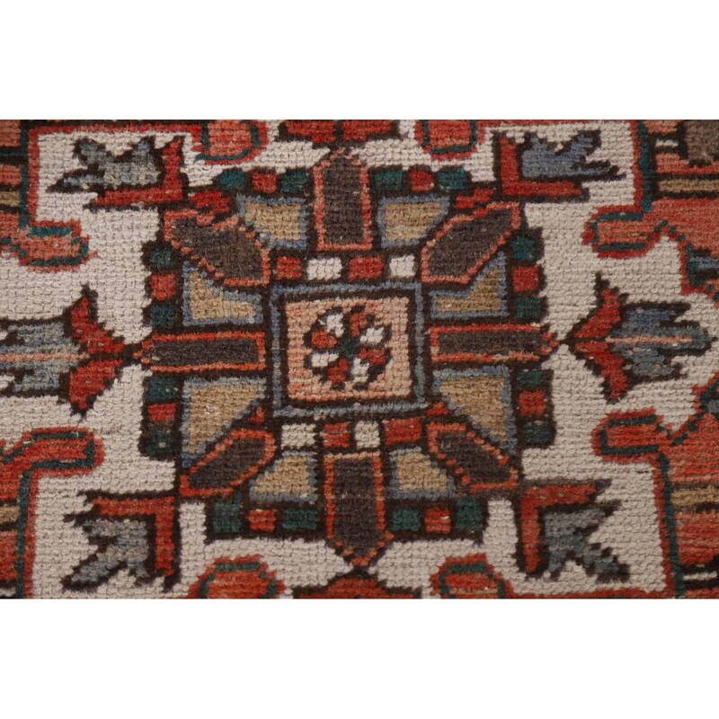 Hand Knotted Oriental 100% Wool Carpet Traditional Medallion Red Heriz Area Rug - 12' 8'' X 9' 9''