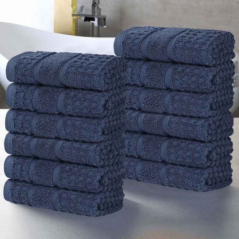 Superior Napa Zero Twist Cotton Waffle Face Towel Washcloth Set of 12
