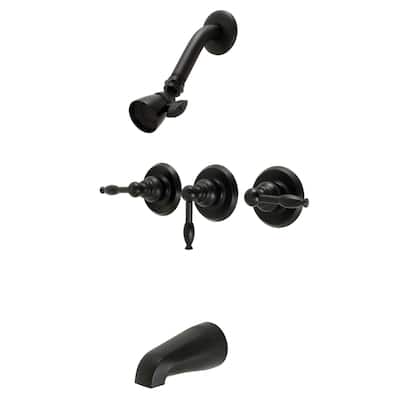 Kingston Brass Triple-handle Oil Rubbed Bronze Tub/ Shower Faucet