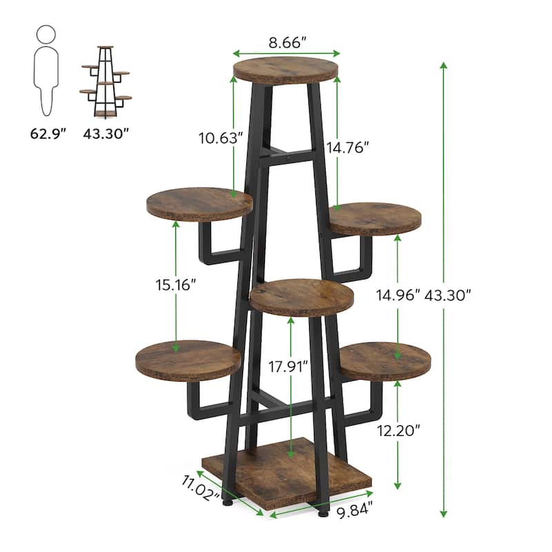 7 Tier Plant Stand Indoor, Tall Plant Shelf for Multiple Plants, Wooden Corner Plant Pots Holder Rack Flower Stand Shelf