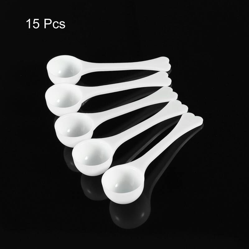 Micro Spoons 3 Gram Measuring Scoop Round Bottom Mini Spoon 15Pcs - White