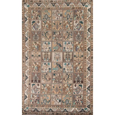 Garden Design Bakhtiari Vintage Persian Area Rug Handmade Wool Carpet - 6'6" x 9'9"