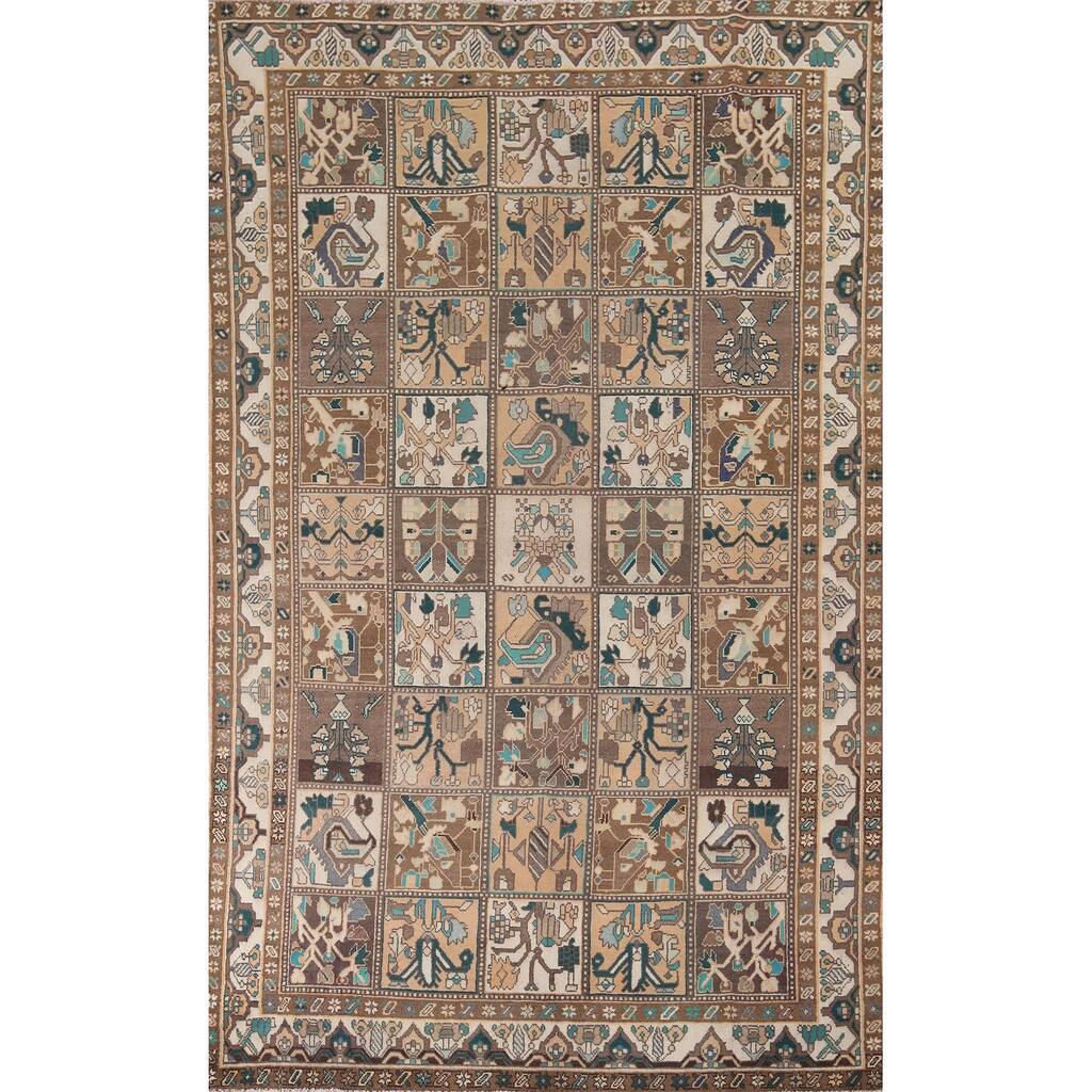 Garden Design Bakhtiari Vintage Persian Area Rug Handmade Wool Carpet - 6'6" x 9'9"