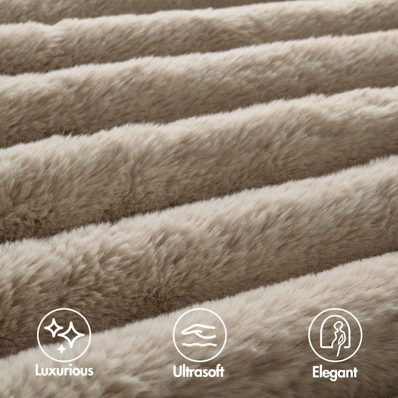 Madison Park Jasmine Ultrasoft Faux Fur Ribbed Comforter Set
