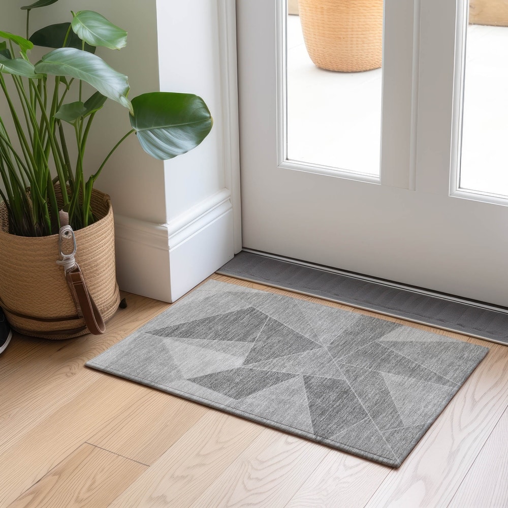 Machine Washable Indoor/ Outdoor Chantille Modern Mosaic Rug