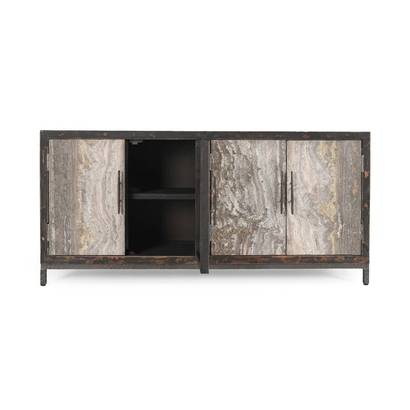 Classic Home Lisbon Reclaimed Pine Wood Sideboard Buffet Cabinet