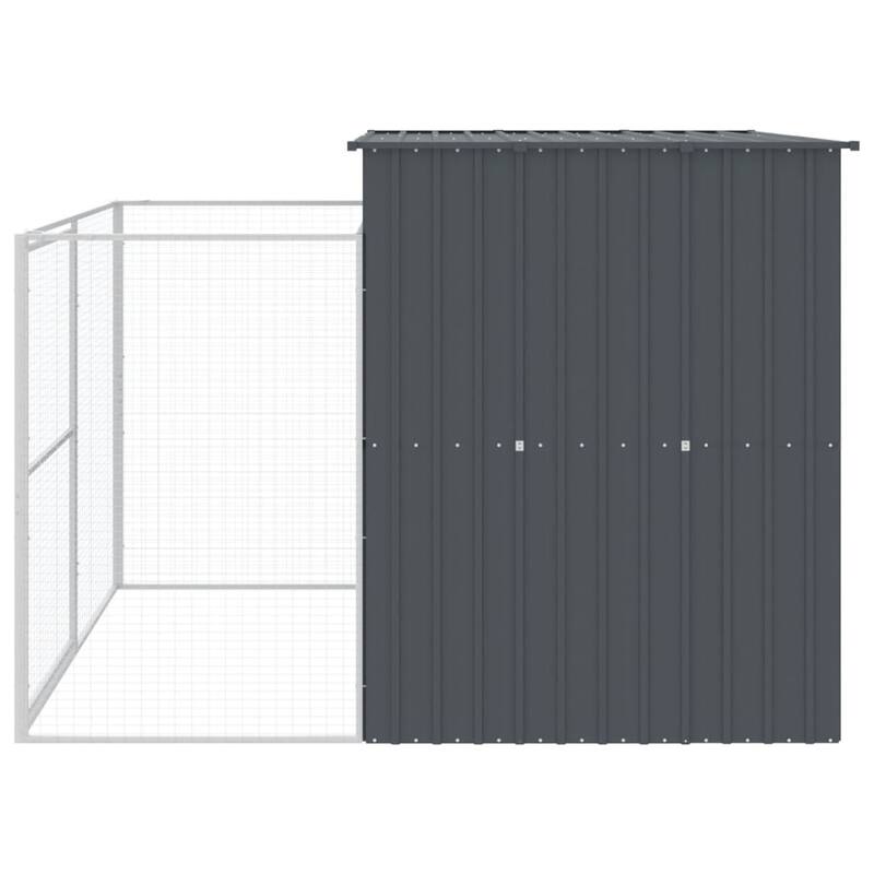 vidaXL Dog House with Run Light Gray/Anthracite multisize Galvanized Steel