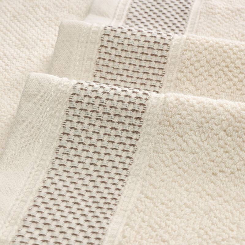 2 Pack Oversized Bath Towel Set, Embroidery Decorative Cotton, Highly Absorbent Towels for Bathroom 28" x 56" - Light Brown