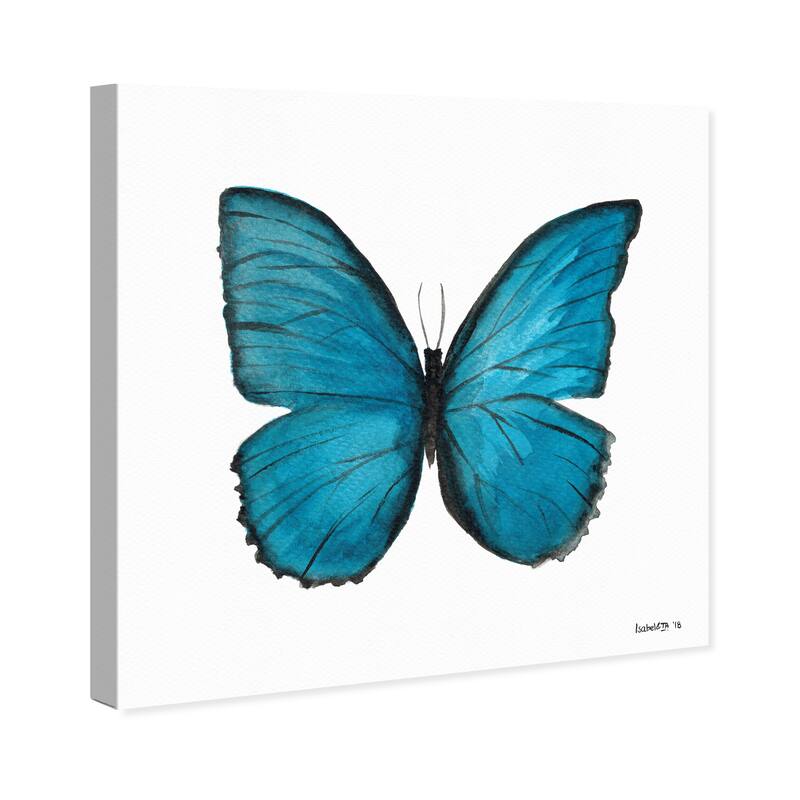Wynwood Studio Canvas Animals Blue Butterfly Blue and Turquoise Rustic Wall Art Canvas Print